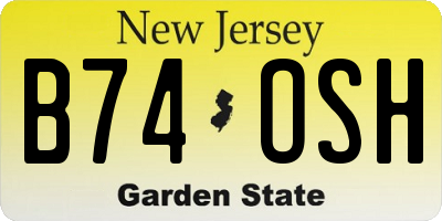 NJ license plate B74OSH