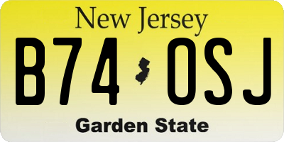 NJ license plate B74OSJ