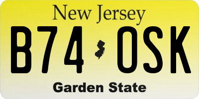 NJ license plate B74OSK