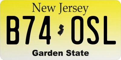 NJ license plate B74OSL