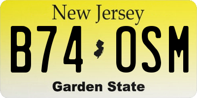 NJ license plate B74OSM