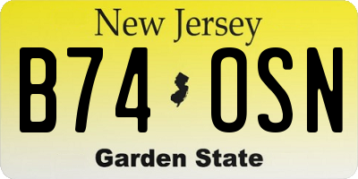 NJ license plate B74OSN