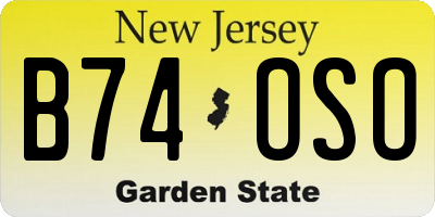 NJ license plate B74OSO