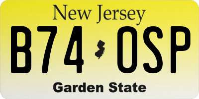 NJ license plate B74OSP