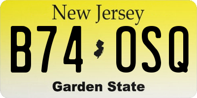 NJ license plate B74OSQ