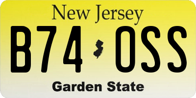 NJ license plate B74OSS