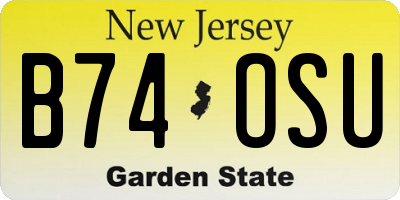 NJ license plate B74OSU