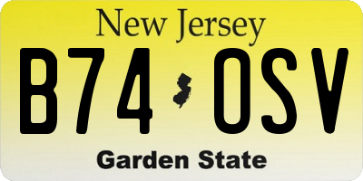 NJ license plate B74OSV