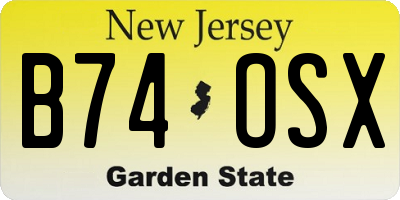 NJ license plate B74OSX