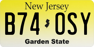 NJ license plate B74OSY