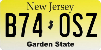 NJ license plate B74OSZ