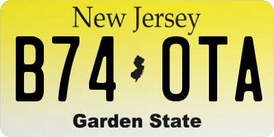 NJ license plate B74OTA