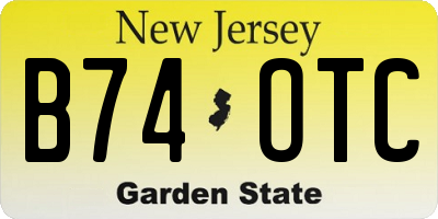 NJ license plate B74OTC