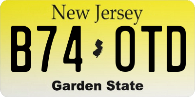 NJ license plate B74OTD