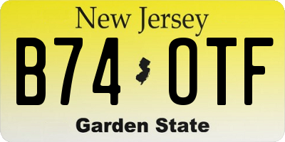 NJ license plate B74OTF