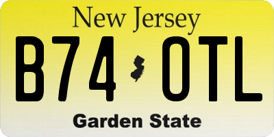 NJ license plate B74OTL