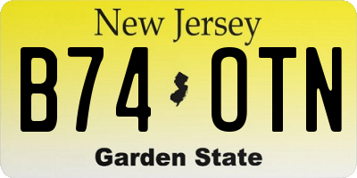 NJ license plate B74OTN