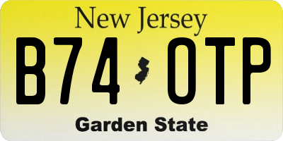 NJ license plate B74OTP