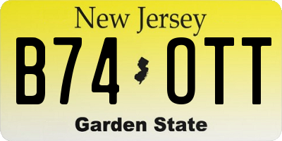 NJ license plate B74OTT