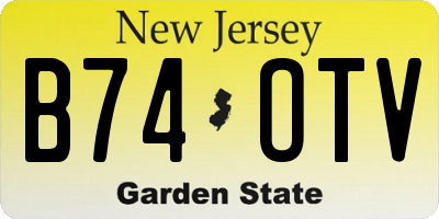 NJ license plate B74OTV