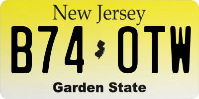 NJ license plate B74OTW
