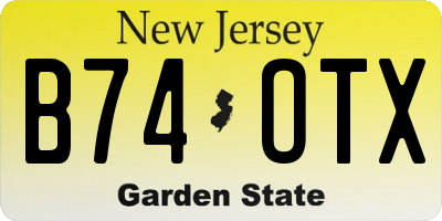 NJ license plate B74OTX