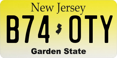 NJ license plate B74OTY