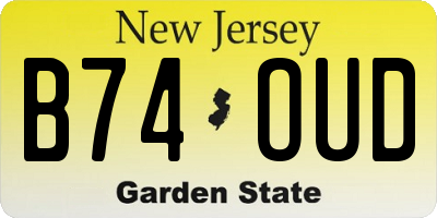 NJ license plate B74OUD