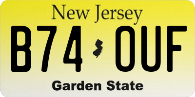 NJ license plate B74OUF