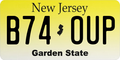 NJ license plate B74OUP