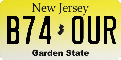 NJ license plate B74OUR