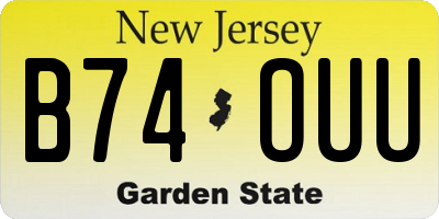 NJ license plate B74OUU
