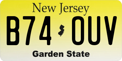 NJ license plate B74OUV