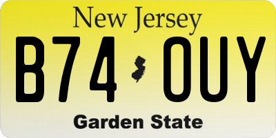 NJ license plate B74OUY