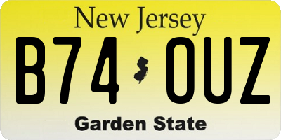 NJ license plate B74OUZ