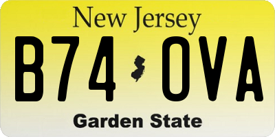NJ license plate B74OVA