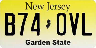 NJ license plate B74OVL