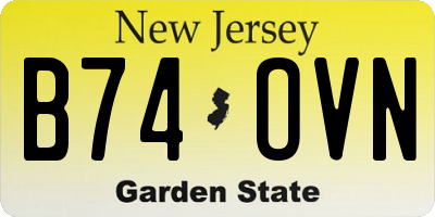 NJ license plate B74OVN