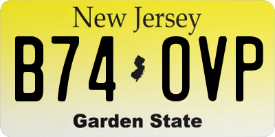 NJ license plate B74OVP