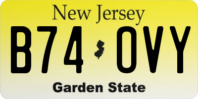 NJ license plate B74OVY