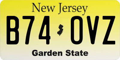 NJ license plate B74OVZ