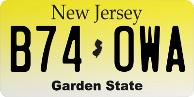 NJ license plate B74OWA