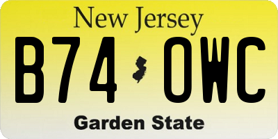 NJ license plate B74OWC