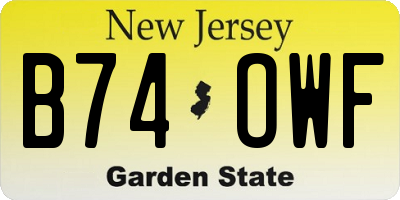 NJ license plate B74OWF