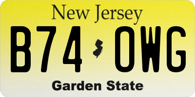 NJ license plate B74OWG