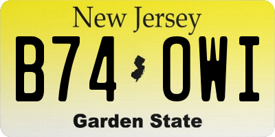 NJ license plate B74OWI