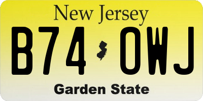 NJ license plate B74OWJ
