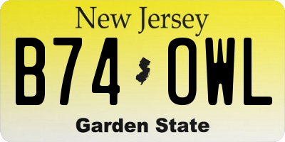 NJ license plate B74OWL