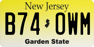 NJ license plate B74OWM