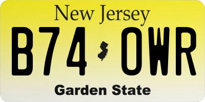 NJ license plate B74OWR